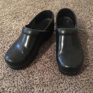 Dansko Black Leather Clogs
